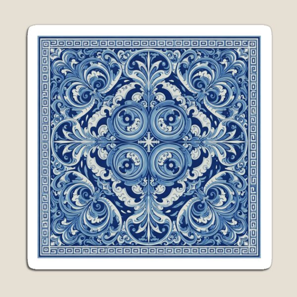 Item preview, Elegant Blue Baroque Floral Ornament Greece designed and sold by OlgaLionart.