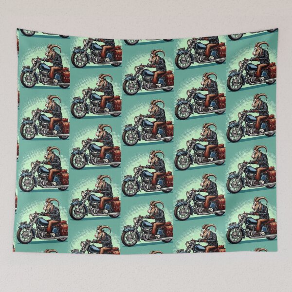 Item preview, Cute goat in leather jacket using a classic motor designed and sold by Dogandesighn.