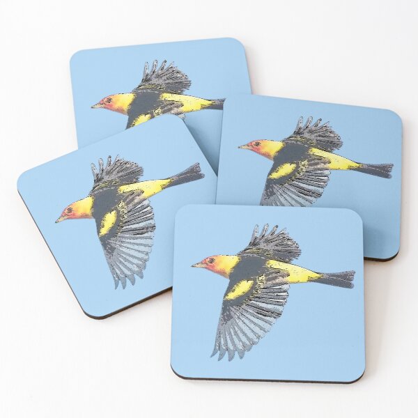 Item preview, Western Tanager Flying Black Alternate Design  designed and sold by designsasstultd.
