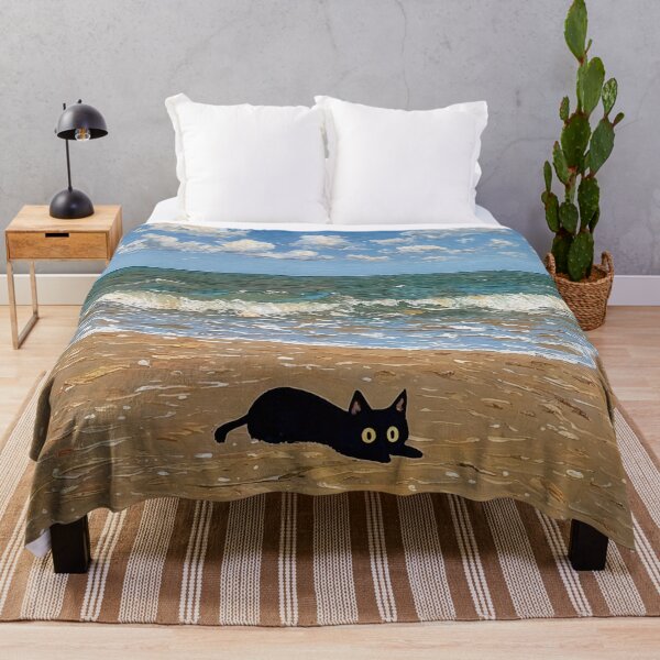 Item preview, Cloudy Sky Over Ocean With Playful Beach Cat designed and sold by regnumsaturni.