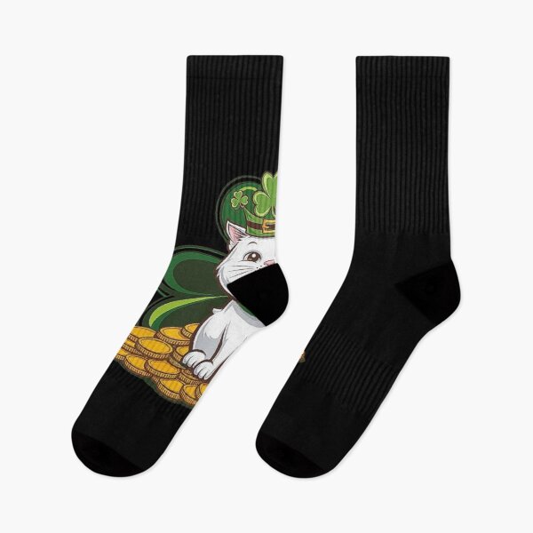 Item preview, Lucky St. Patrick’s Day Cat with Shamrocks and Gold designed and sold by love3617.