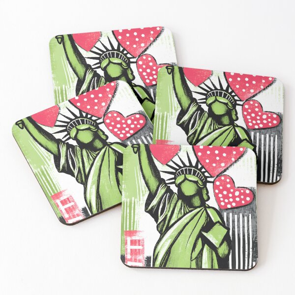 Item preview, Liberty Paving the Way for Love - A Bold Reimagining of the Statue of Liberty Surrounded by Hearts Generative AI Art designed and sold by OlfactoART Studio.