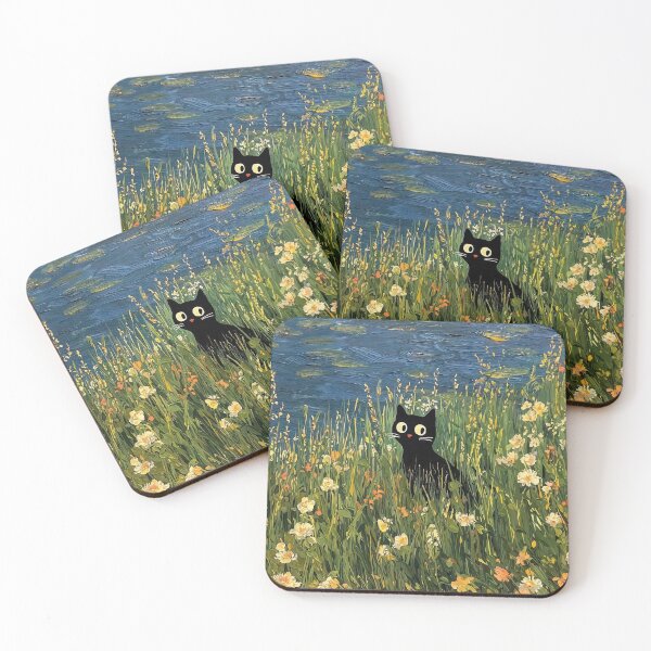 Item preview, Cat in a Meadow by the Lake, Embraced by Wildflowers designed and sold by regnumsaturni.