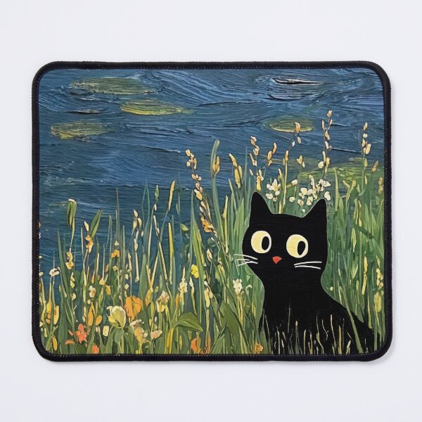 Item preview, Cat in a Meadow by the Lake, Embraced by Wildflowers designed and sold by regnumsaturni.