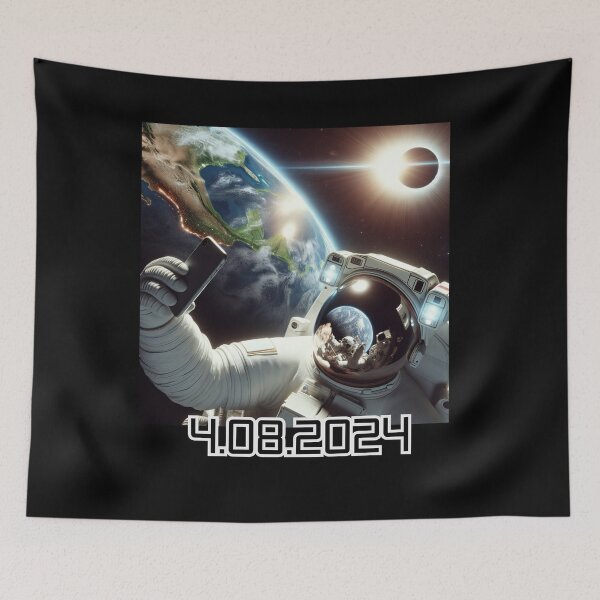 Item preview, 2024 Solar Eclipse Astronaut Selfie – 4.08.2024 Space Art designed and sold by Teacher2Nerds.