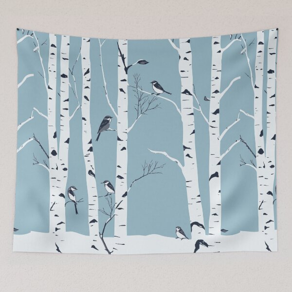 Item preview, Forest  Birches and bird, outdoor and nature lovers, watercolor style designed and sold by Collagedream.