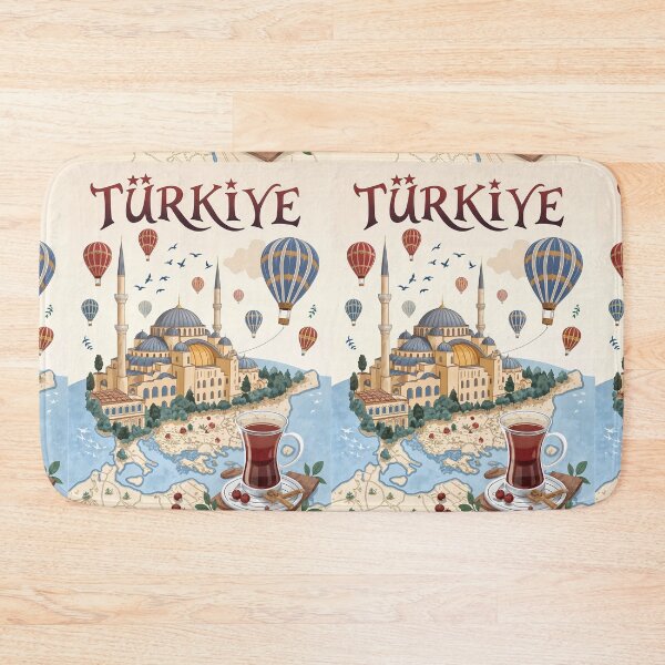 Item preview, Türkiye Travel Poster - Iconic Landmarks, Hot Air Balloons, and Traditional Tea designed and sold by Witsprings.