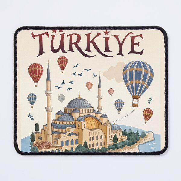 Item preview, Türkiye Travel Poster - Iconic Landmarks, Hot Air Balloons, and Traditional Tea designed and sold by Witsprings.