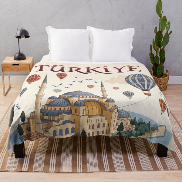 Item preview, Türkiye Travel Poster - Iconic Landmarks, Hot Air Balloons, and Traditional Tea designed and sold by Witsprings.