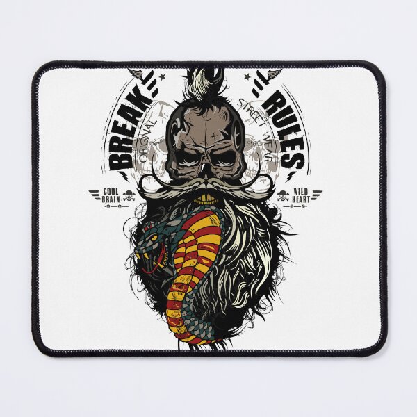 Item preview, break rules 2 skull hipster skull with beard designed and sold by Achille3777.
