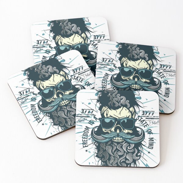 Item preview, hipster skull freedom beard and mustache designed and sold by Achille3777.