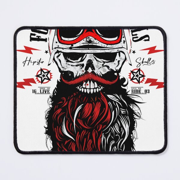Item preview, Forever two wheels Hipster skull head death skull mustache and beard designed and sold by Achille3777.