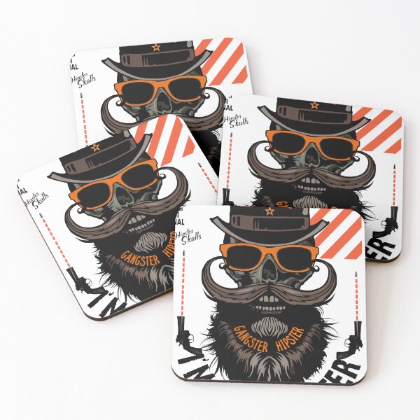 Item preview, gangster hipster skull beard mustache death's head designed and sold by Achille3777.