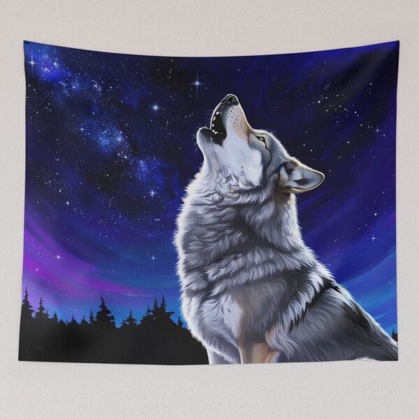 Item preview, Lobo aullando designed and sold by Pines & Starlight.