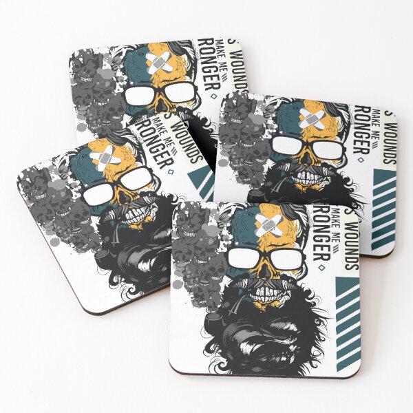 Item preview, Life's wounds Bearded hipster skull and mustache designed and sold by Achille3777.