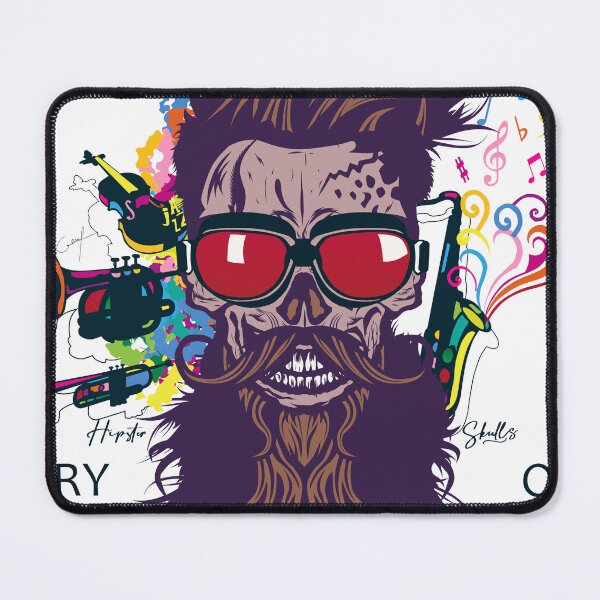 Item preview, live life loud Tete de mort hipster music relax hipster skull barbe designed and sold by Achille3777.