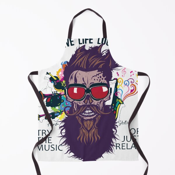 Item preview, live life loud Tete de mort hipster music relax hipster skull barbe designed and sold by Achille3777.