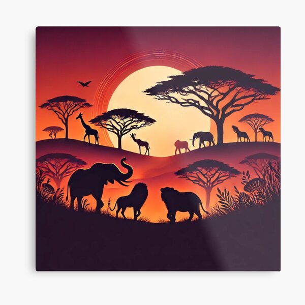Item preview, Sunset Safari Silhouette Print designed and sold by OandSDesigns23.