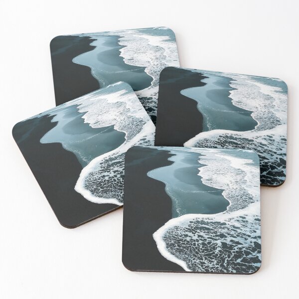 Item preview, Eternal Waves on Black Sand Shoreline - Aerial Landscape Photography designed and sold by regnumsaturni.