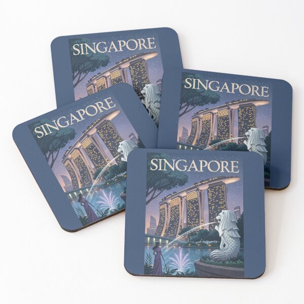 Item preview, Singapore Night Skyline Travel Art Print designed and sold by Witsprings.