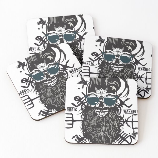 Item preview, nordic warrior bearded skull hipster skull round glasses designed and sold by Achille3777.