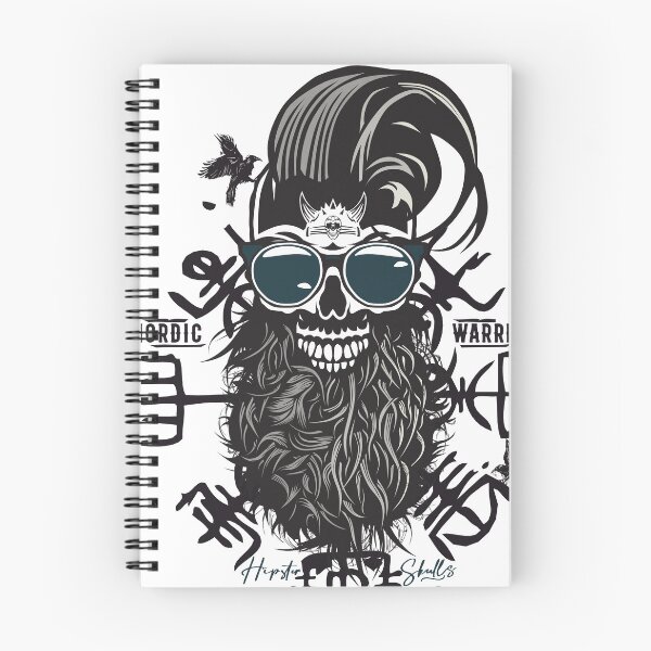 Item preview, nordic warrior bearded skull hipster skull round glasses designed and sold by Achille3777.