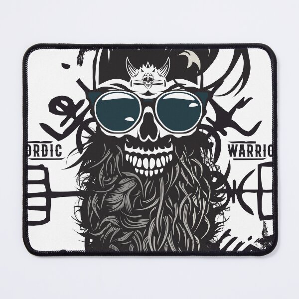 Item preview, nordic warrior bearded skull hipster skull round glasses designed and sold by Achille3777.