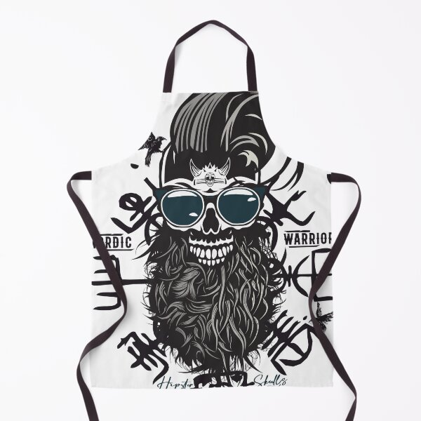 Item preview, nordic warrior bearded skull hipster skull round glasses designed and sold by Achille3777.
