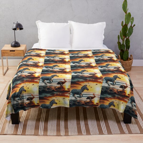Item preview, Zebra and rabbit running on the beach at sunset designed and sold by Dogandesighn.