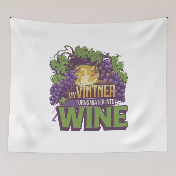 Item preview, My Vintner Turns Water into Wine, Vine and Wine Cup Art designed and sold by Faithloveshop.