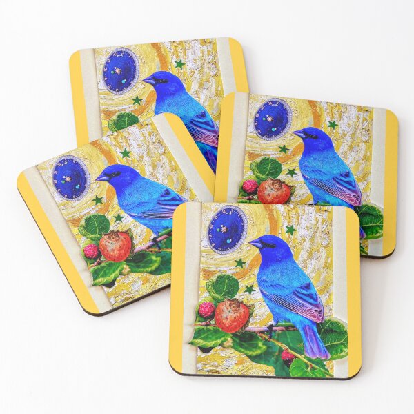 Item preview, 'Tempus Fugit' - Indigo Bunting Collage designed and sold by Nikki Fortuin Arts & Crafts.