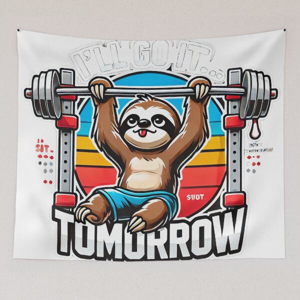 Item preview, I’ll Go It… Tomorrow | Funny Lazy Sloth Gym T-Shirt & Gifts designed and sold by MasterStyleXL.