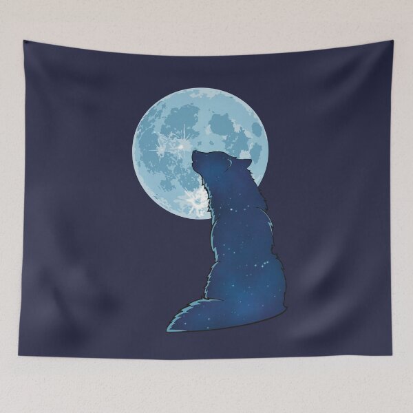Item preview, Starry Cosmic Wolf Howling at Moon Nature Design  designed and sold by skye-studio.