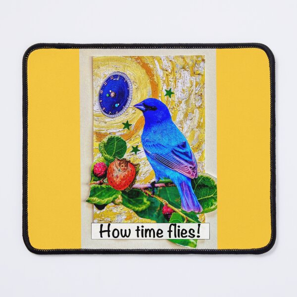 Item preview, 'How Time Flies!' - Indigo Bunting Collage designed and sold by Nikki Fortuin Arts & Crafts.