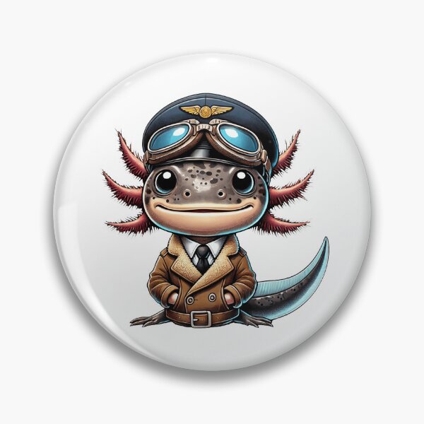 Item preview, Pilot Axolotl Cartoon Illustration designed and sold by RetroPop23.