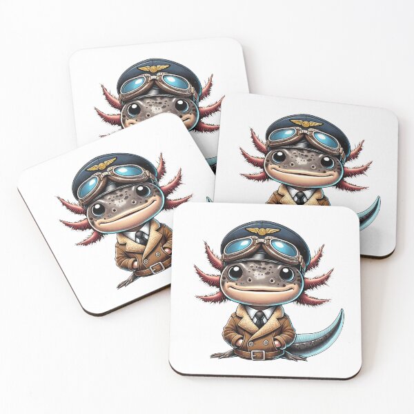Item preview, Pilot Axolotl Cartoon Illustration designed and sold by RetroPop23.