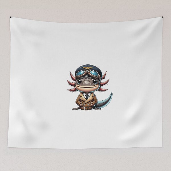 Item preview, Pilot Axolotl Cartoon Illustration designed and sold by RetroPop23.
