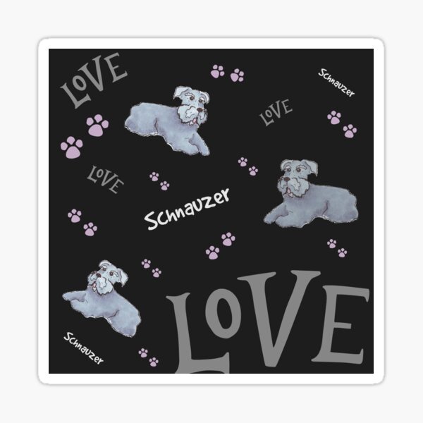 Schnauzer love on Black Sticker