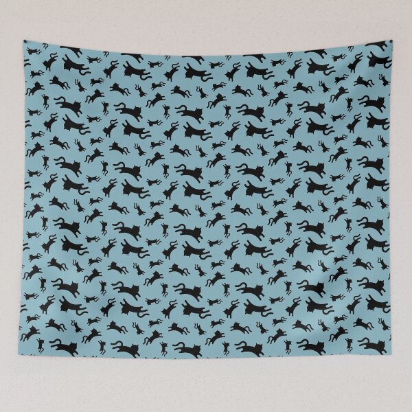 Item preview, Three-Legged Cats (Black on Blue) designed and sold by Smol Poro.