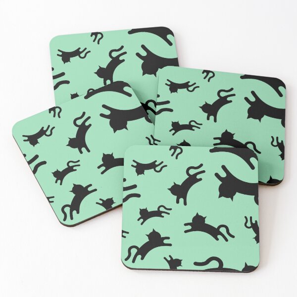 Item preview, Three-Legged Cats (Black on Green) designed and sold by Smol Poro.