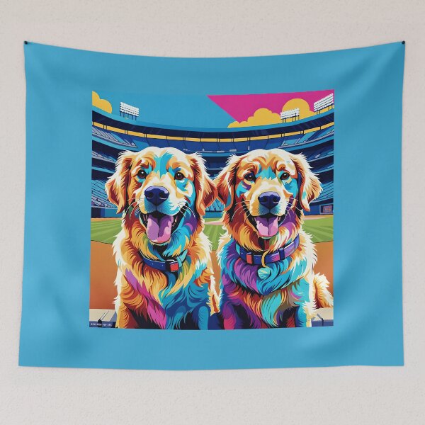 Item preview, Golden Retriever Dogs on Baseball Field designed and sold by Bow Wow Pop Art.