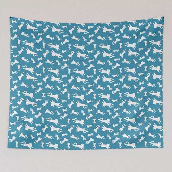 Item preview, Three-Legged Cats (White on Blue) designed and sold by Smol Poro.