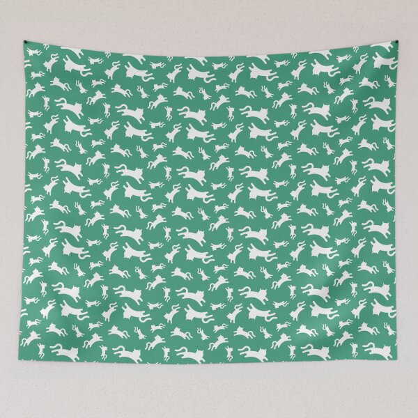 Item preview, Three-Legged Cats (White on Green) designed and sold by Smol Poro.