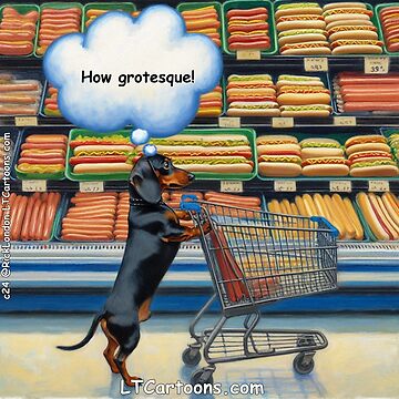 Artwork thumbnail, Grossed Out Vegan Dachshund In Grocery Weiner Section by Rick London Gifts