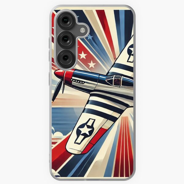 Vista previa del artículo con la obra «Avión de combate art déco de la Segunda Guerra Mundial: póster de aviación vintage con patriotismo estadounidense», diseñado y vendido por ilconte87.
