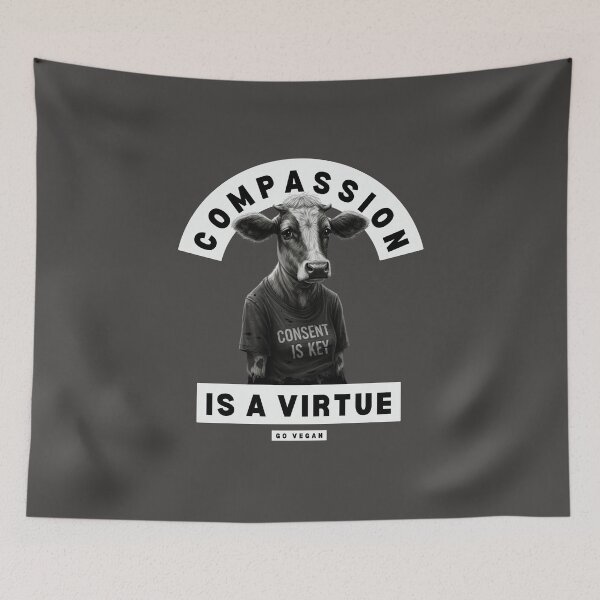 Item preview, Compassion is a Virtue: Go Vegan - Consent is Key animal rights feminism activism design  designed and sold by Dollycat Industries.