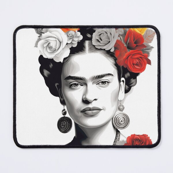 Item preview, Frida Kahlo Monochrome with Floral Accents designed and sold by djovan.