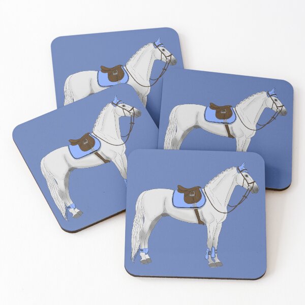 Item preview, White Hunter Jumper Horse with Baby Blue Accessories designed and sold by DappledMoon.