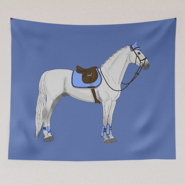 Item preview, White Hunter Jumper Horse with Baby Blue Accessories designed and sold by DappledMoon.