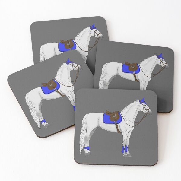 Item preview, White Hunter Jumper Horse with Blue Accessories designed and sold by DappledMoon.